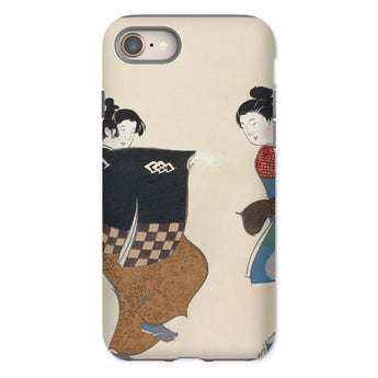 Dancers from Momoyogusa - Kamisaka Sekka Iphone Case, 8 / Matte, Phone Case Japanese Woodblock Print-style Illustration Two Geisha