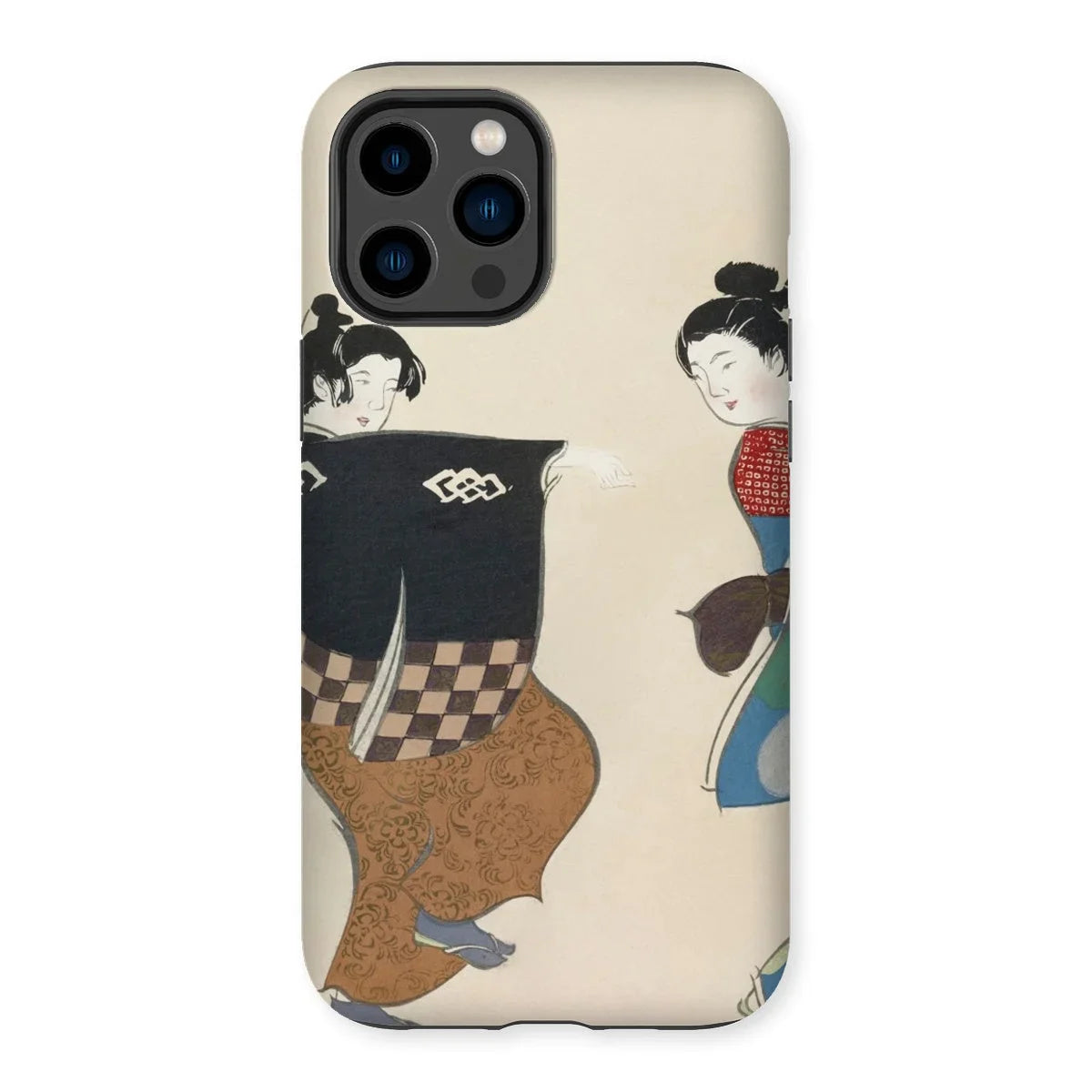 Dancers from Momoyogusa - Kamisaka Sekka Iphone Case, 14 Pro Max / Matte, Kite-791068640, Iphone Case Japanese Ukiyo-e