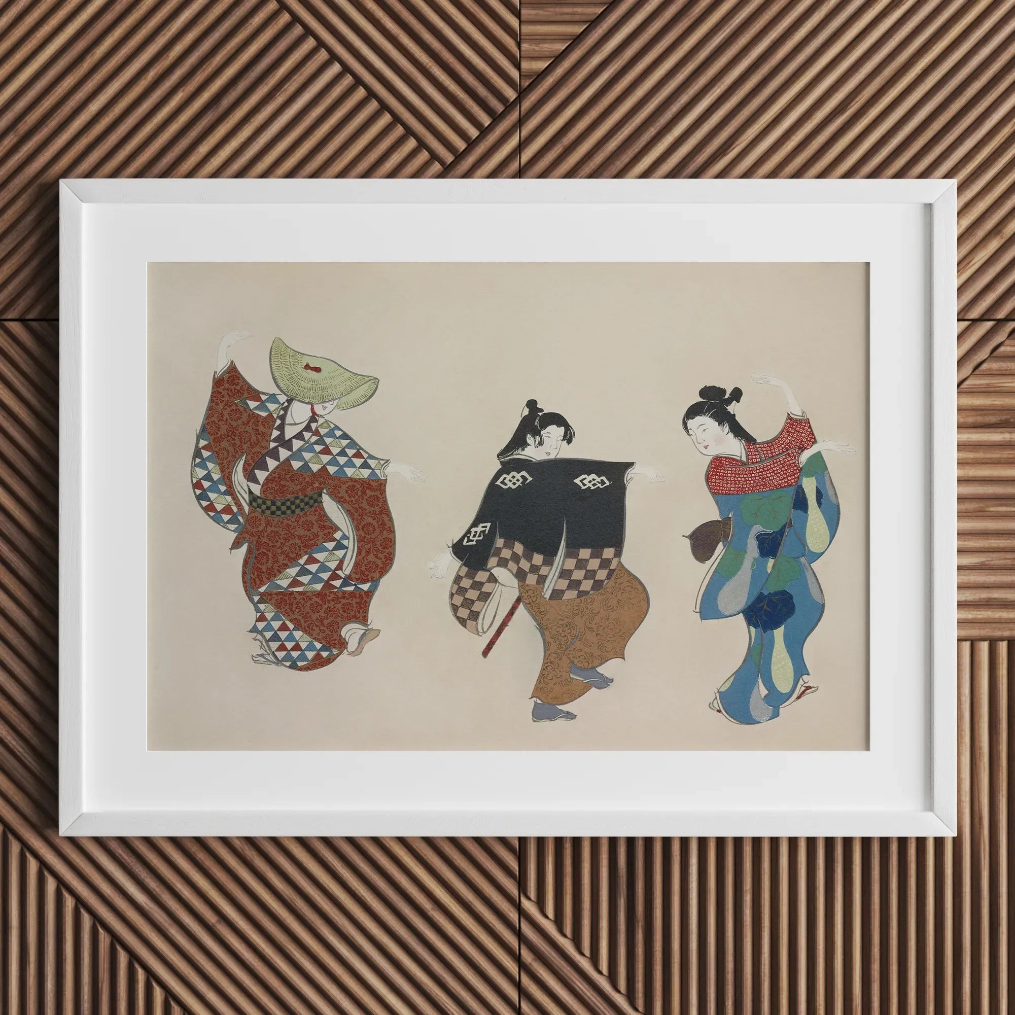 Dancers From Momoyogusa - Kamisaka Sekka Woodblock Art Print - Posters Prints & Visual Artwork - Aesthetic Art