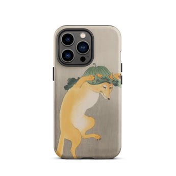 Dancing Fox with Lotus Leaf Hat - Ohara Koson Iphone Case, 13 Pro / Matte, Beige Iphone 15 Pro Max Case Whimsical Illustration