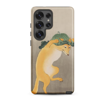 Dancing Fox with Lotus Leaf Hat - Ohara Koson Phone Case, Samsung Galaxy S25 Ultra / Matte, Mobile Cases, Toby Leon