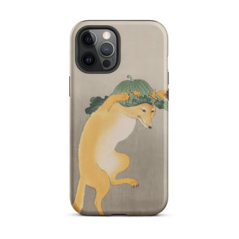 Dancing Fox with Lotus Leaf Hat - Ohara Koson Phone Case Iphone 12 Pro Max / Matte Iphone Fox Pumpkin Design Case Ohara Koson Fox, Wide