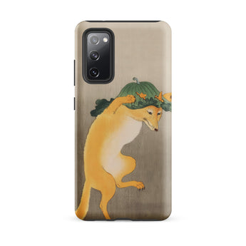 Dancing Fox with Lotus Leaf Hat - Ohara Koson Samsung Case, Galaxy S20 Fe / Matte, Smartphone Case Whimsical Fox Pumpkin Design
