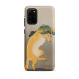 Dancing Fox with Lotus Leaf Hat - Ohara Koson Samsung Case, Galaxy S20 Plus / Matte, Phone Case Stylized Fox Green Pumpkin Design