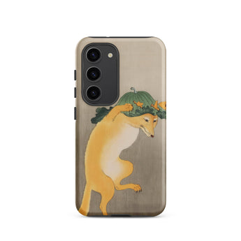 Dancing Fox with Lotus Leaf Hat - Ohara Koson Samsung Case, Galaxy S23 / Matte, Smartphone Case Whimsical Illustration Fox Pumpkin Head
