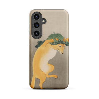Dancing Fox with Lotus Leaf Hat - Ohara Koson Samsung Case, Galaxy S24 Plus / Matte, Beige Smartphone Case Fox Pumpkin Design