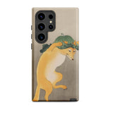 Dancing Fox with Lotus Leaf Hat - Ohara Koson Samsung Case, Galaxy S24 Ultra / Matte, Phone Case Whimsical Illustration Fox Pumpkin Hat