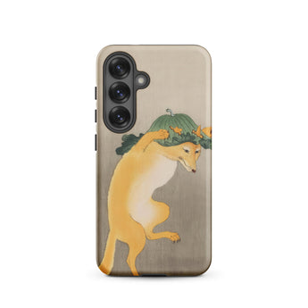 Dancing Fox with Lotus Leaf Hat - Ohara Koson Samsung Case, Galaxy S25 / Matte, Smartphone Case Fox Pumpkin Design