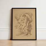 Black-framed Artwork Sepia-toned Sketch Nude Male Figure Dynamic Dancing, Louis Anquetin’s, Unspooling, Single Sepia Register, Knee