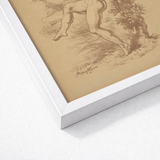 White Framed Sketch Nude Figure Sepia Tones Dancing, Louis Anquetin’s, Male Unspooling, Single Register, Knee Cresting Upward, Anquetin