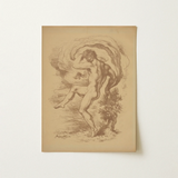 Dancing Nude - Louis Anquetin Art Print / Canvas Sepia-toned Sketch Dynamic Male Figure Motion, Anquetin’s, Unspooling, Single Sepia
