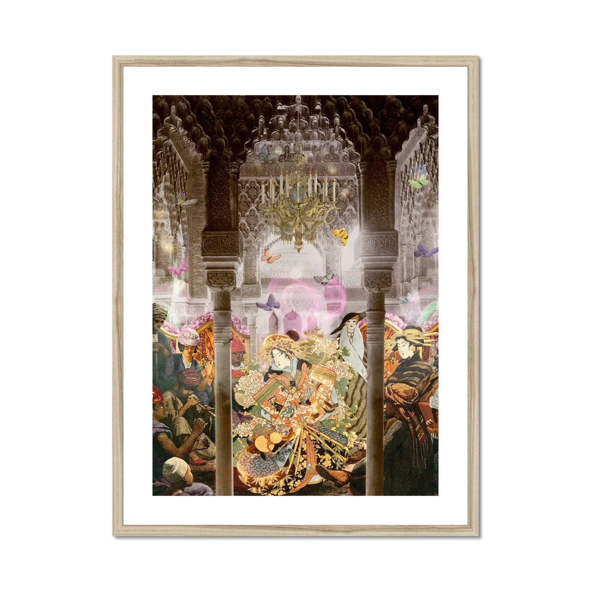 Dancing Queen Japanese Geisha Collage Art Print, Framed Artistic Print Ornate Classical Ballet Performance Scene