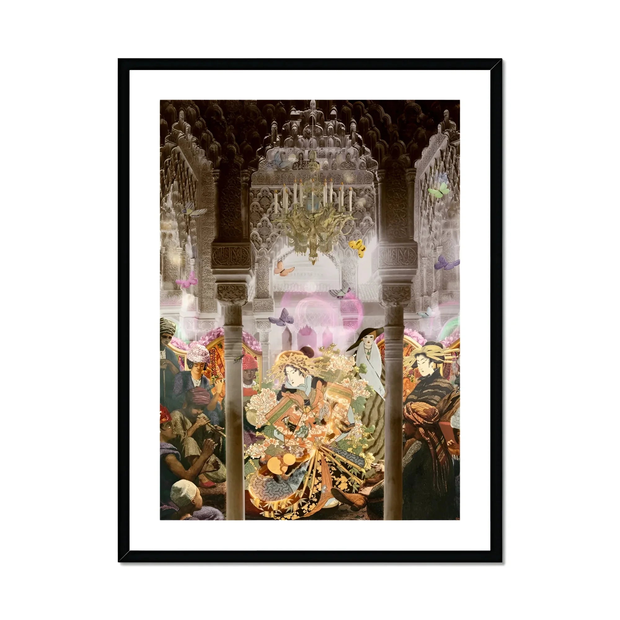 Dancing Queen - Japanese Geisha Collage Art Print, Framed Artistic Print Ornate Classical Ballroom Scene Dancers