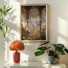 Dancing Queen Japanese Geisha Collage Art Print, Framed Artwork Ornate Interior Scene Floral Elements