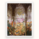 Dancing Queen Japanese Geisha Collage Art Print, Ornate Middle Eastern Moorish Style Palace Interior Elaborately Dressed