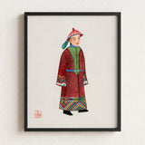 Framed Watercolor Portrait Young Man Traditional Chinese Imperial Qing Dynasty Dandyism, Manchu Fashion Art