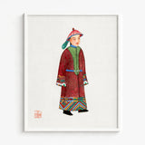 Framed Watercolor Portrait Young Man Traditional Chinese Imperial Qing Dynasty Dandyism, Manchu Fashion Art