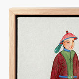 Framed Canvas Print Watercolor Illustration East Asian Figure Qing Dynasty Dandyism, Manchu Fashion Art