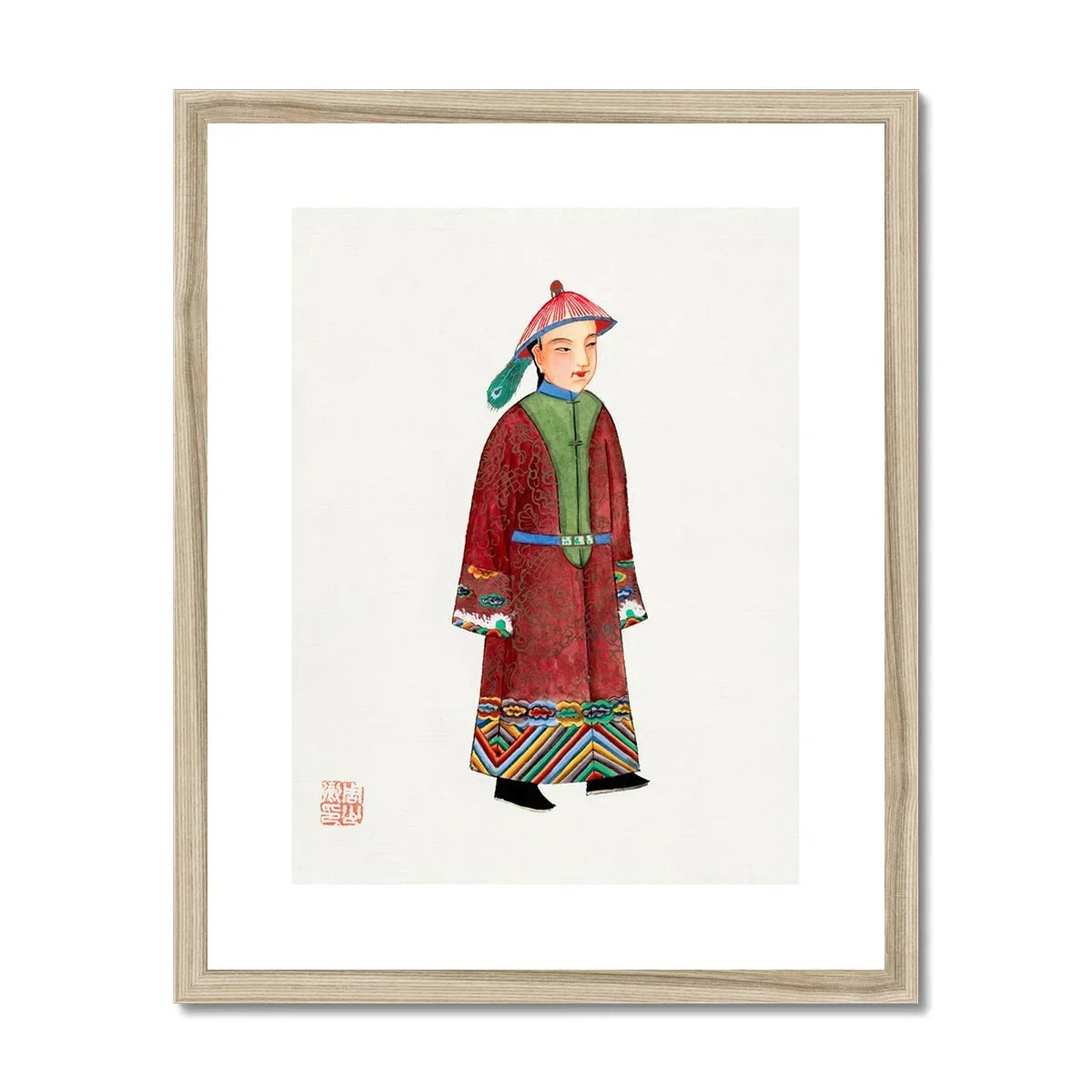 Dandy Qing Dynasty Art Print, Traditional Chinese Watercolor Illustration Figure Red Robe Decorative