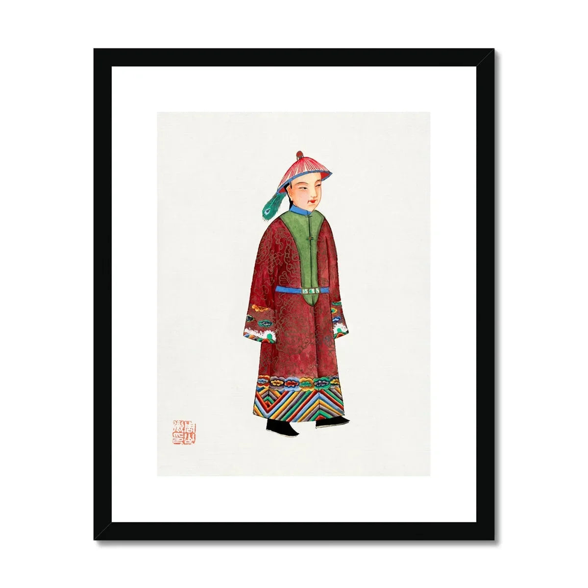 Dandy Qing Dynasty Art Print, Traditional Chinese Watercolor Illustration Figure Red Robe Decorative