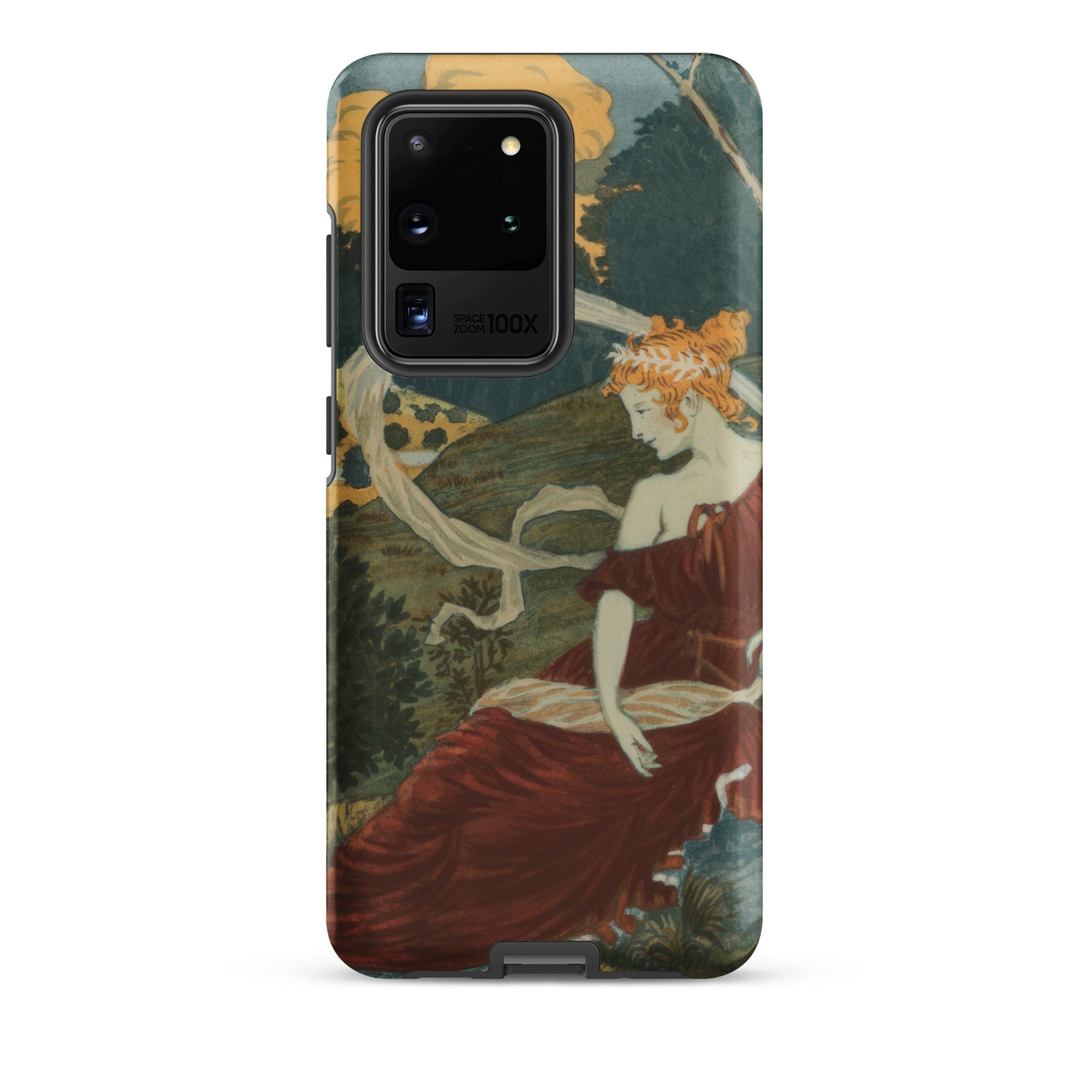 Dans Les Bois Eugene Grasset Samsung Case, Galaxy S20 Ultra / Matte, Phone Case Art Nouveau Style Painting Woman Red Dress