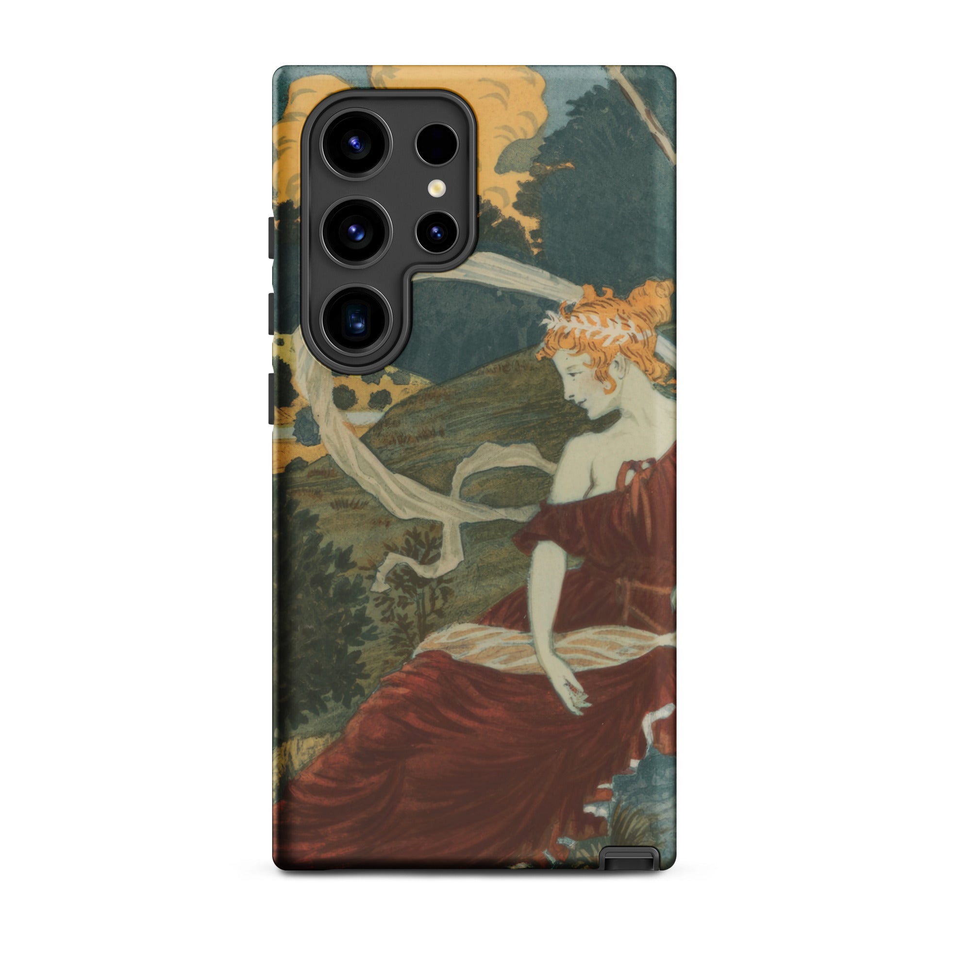 Dans Les Bois Eugene Grasset Samsung Case, Galaxy S24 Ultra / Matte, Smartphone Art Nouveau Style Protective Case Woman Red Dress
