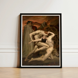 Dante and Virgil - William-adolphe Bouguereau Art Print / Canvas Black-framed Dramatic Classical Painting Muscular Figures, Bouguereau’s,