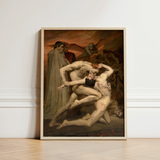 Dante and Virgil - William-adolphe Bouguereau Art Print / Canvas Framed Classical Painting Dramatic Scene Muscular Figures Dynamic,