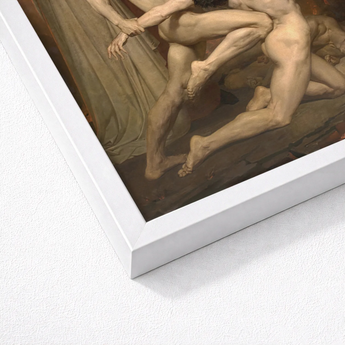 Dante and Virgil - William-adolphe Bouguereau Art Print / Canvas White Framed Classical Painting Muscular Nude, Bouguereau’s, Baroque Brawl