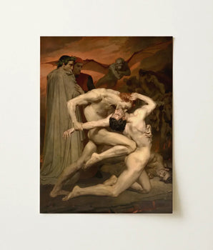Dramatic Oil-on-canvas Painting Muscular Nude Figure Agony Restrained Bouguereau Art Print, Bouguereau’s Dante, Baroque Brawl