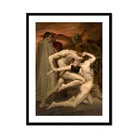 Dante and Virgil - William-adolphe Bouguereau Art Print, Dramatic Classical Painting Nude Figures Struggle Framed Black
