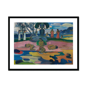 Day of the God - Paul Gauguin Art Print, Colorful Post-impressionist Painting Figures Tahitian Landscape