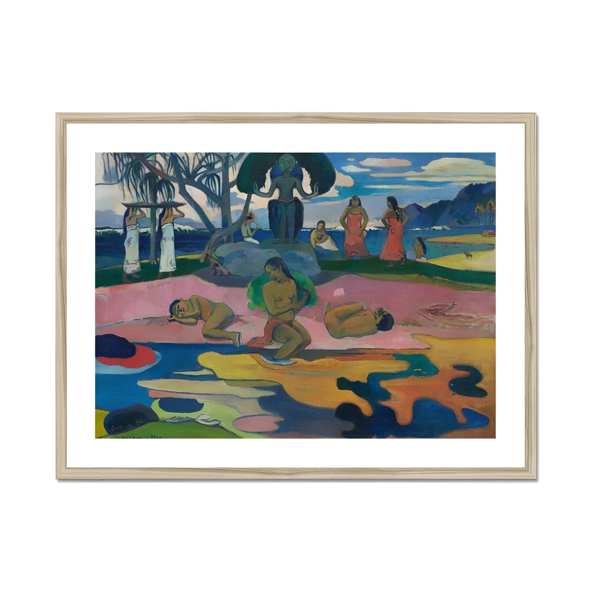 Day of the God - Paul Gauguin Art Print, Colorful Post-impressionist Painting Figures Tropical Beach