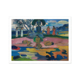 Day of the God - Paul Gauguin Art Print, Colorful Post-impressionist Painting Figures Tropical Landscape Pink Yellow