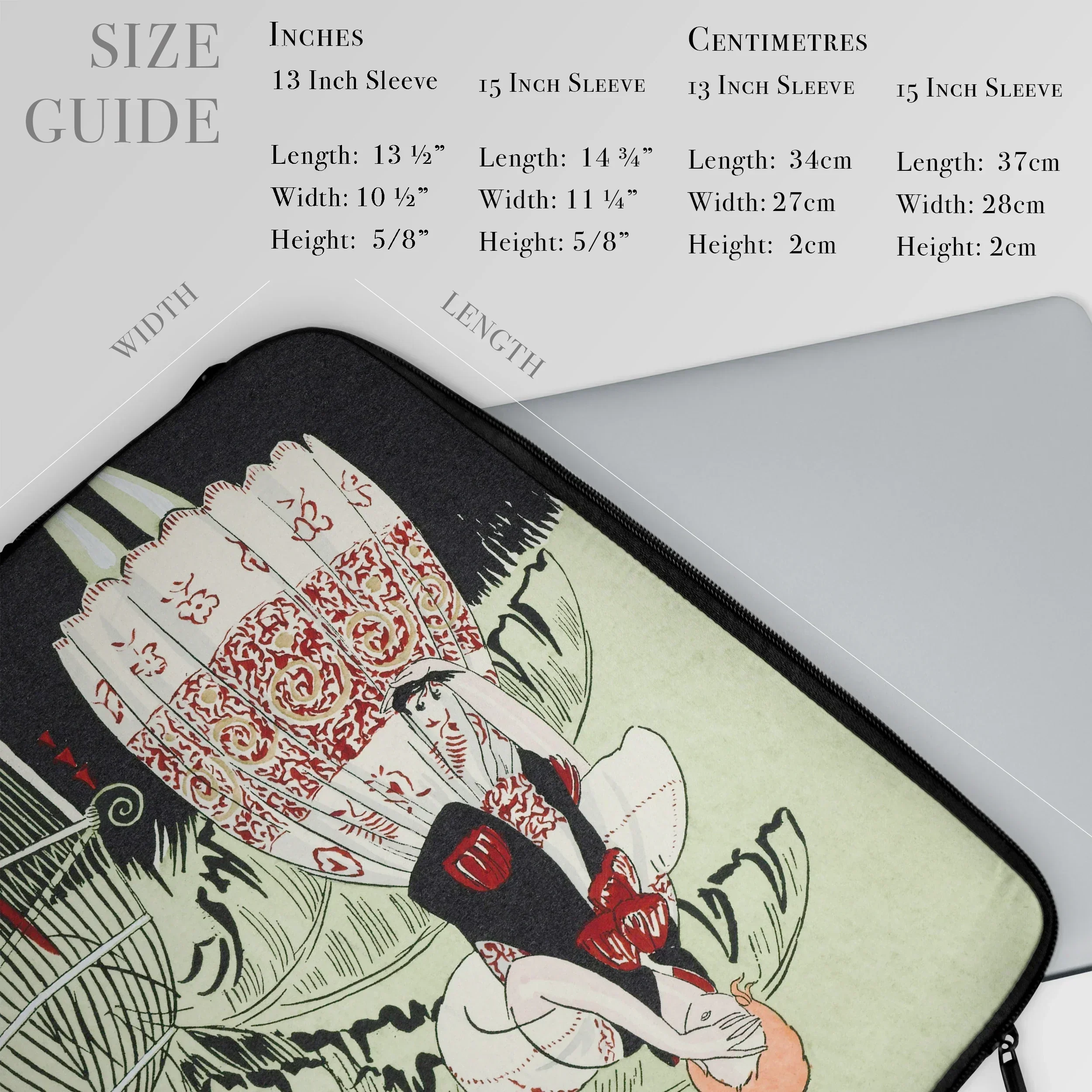 The Dead Bird - Gazette Du Bon Ton Laptop Sleeve, Laptop Sleeve Artistic Japanese-style Print Figure Floral Elements