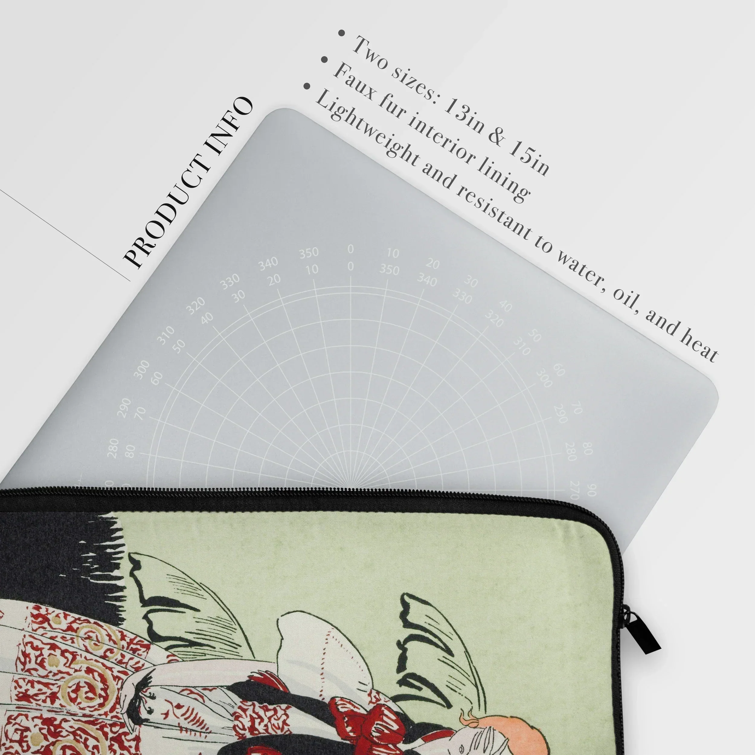 The Dead Bird - Gazette Du Bon Ton Laptop Sleeve, Laptop Sleeve Floral Design Pale Green Background