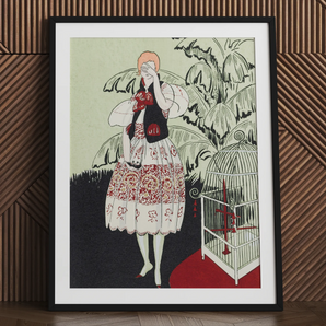 L'Oiseau Mort - La Gazette Du Bon Ton Impression d'Art des Années 1920, 24x32’’ / 61x81cm / Cadre Noir / Passe-partout de 2’’, Affiches Impressions & Œuvres Visuelles,