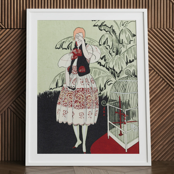 L'Oiseau Mort - La Gazette Du Bon Ton Impression d'Art des Années 1920, 24x32’’ / 61x81cm / Cadre Blanc / Passe-partout de 2’’, Affiches Impressions & Œuvres Visuelles,