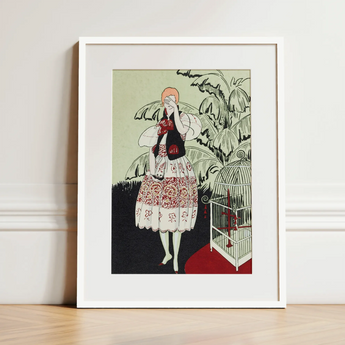 The Dead Bird - La Gazette Du Bon Ton 1920s Art Print / Canvas, 12x16’’ / 31x41cm / White Frame / Matboard, Posters Prints & Visual