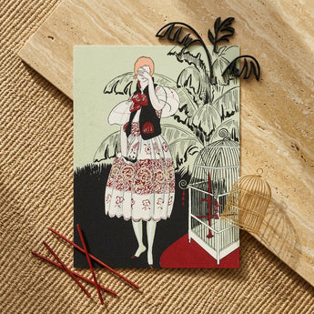 The Dead Bird - La Gazette Du Bon Ton 1920s Art Print / Canvas Rectangular Art Print Stylized Illustration Woman White Red Captivating