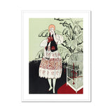 The Dead Bird - La Gazette Du Bon Ton 1920s Art Print, Art Deco Fashion Illustration Woman Patterned Dress Birdcage
