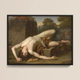 Death of Abel - Francois Xavier Fabre Fine Art Print / Canvas Black-framed Classical Painting Nude Male Figure Entwined Monkey Francois
