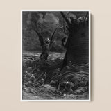Death-fires Dancing Around the Becalmed Ship - stampa artistica di Gustave Dore / Canvas, 12x16’’ / 31x41cm / Cornice bianca, stampe poster e arte visiva