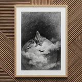 The Death - Gustave Dore Art Print, 20x30’’ / 51x76cm / Natural Frame / 2’’ Matboard, Framed Black White Artwork Cloaked Figure Scythe