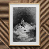 The Death - Gustave Dore Art Print / Canvas Framed Black White Artwork Cloaked Figure Scythe Celestial Gustave Dore Art, Mercy Carved, Art