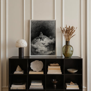 The Death - Gustave Dore Art Print / Canvas Sleek Black Cube Unit Neatly Arranged Books Decorative Gustave Dore Art, Mercy Carved, Art Print