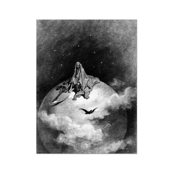 The Death - Gustave Dore Art Print, Cloaked Figure Death Scythe Seated Sphere