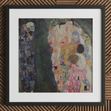 Death and Life - Gustav Klimt Fine Art Print, 12x12’’ / 31x31cm / Black Frame / 2’’ Matboard, Framed Reproduction Gustav Klimt’s Death Life