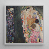 Death and Life - Gustav Klimt Framed Canvas, 12x12’’ / 31x31cm / White Floating Frame, Gustav Klimt’s Death Life Framed Painting