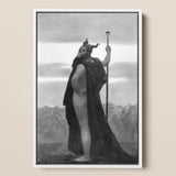 Death - Sascha Schneider Art Print / Canvas Black-and-white Framed Artwork Horned Bearded Figure Dark Cloak Sascha Schneider Art, Shapes